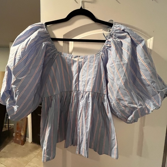 ~Things Between~ Blue Striped Women's Top - Picture 2 of 9